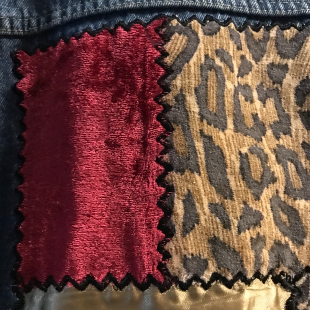 Denim Jean Jacket Cheetah Print Large Designer Boutique Final Sale - Picture 8 of 16